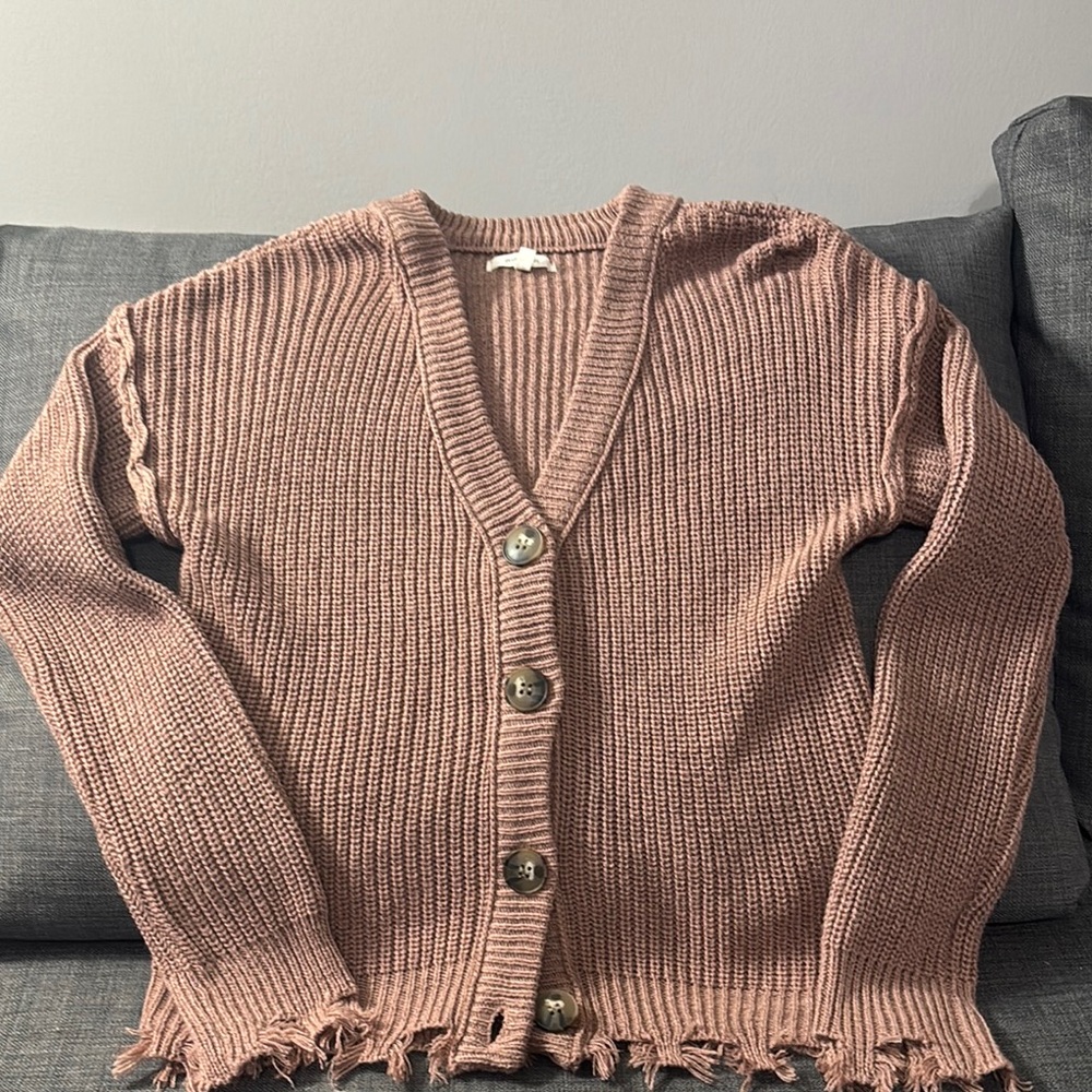 Maurices Mauve Ribbed Cardigan Sweater
